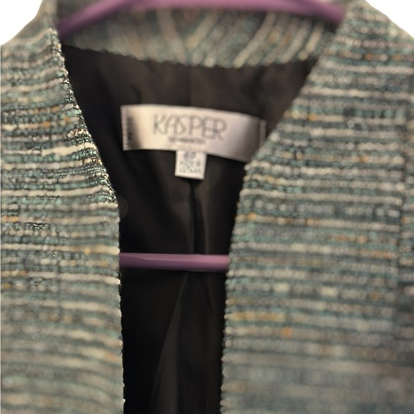 Kasper Blazer Women’s size 8P Green white open front - Picture 2 of 10